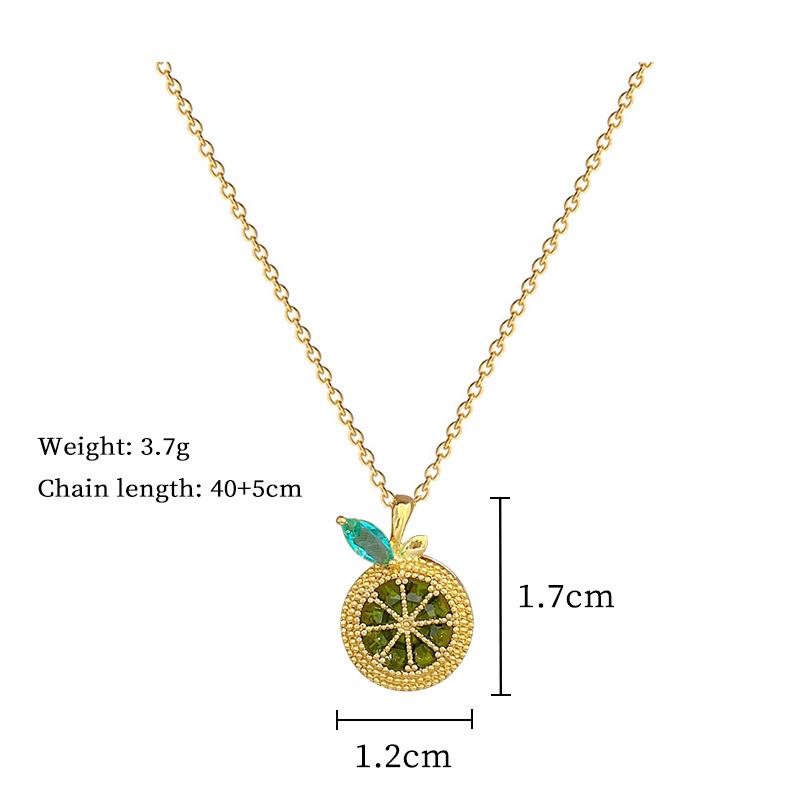 DIEYURO 316L Stainless Steel Fruit Lemon Rhine stone Pendant Necklace For Women New Trend Clavicle Chain Jewelry Glamorous Gift