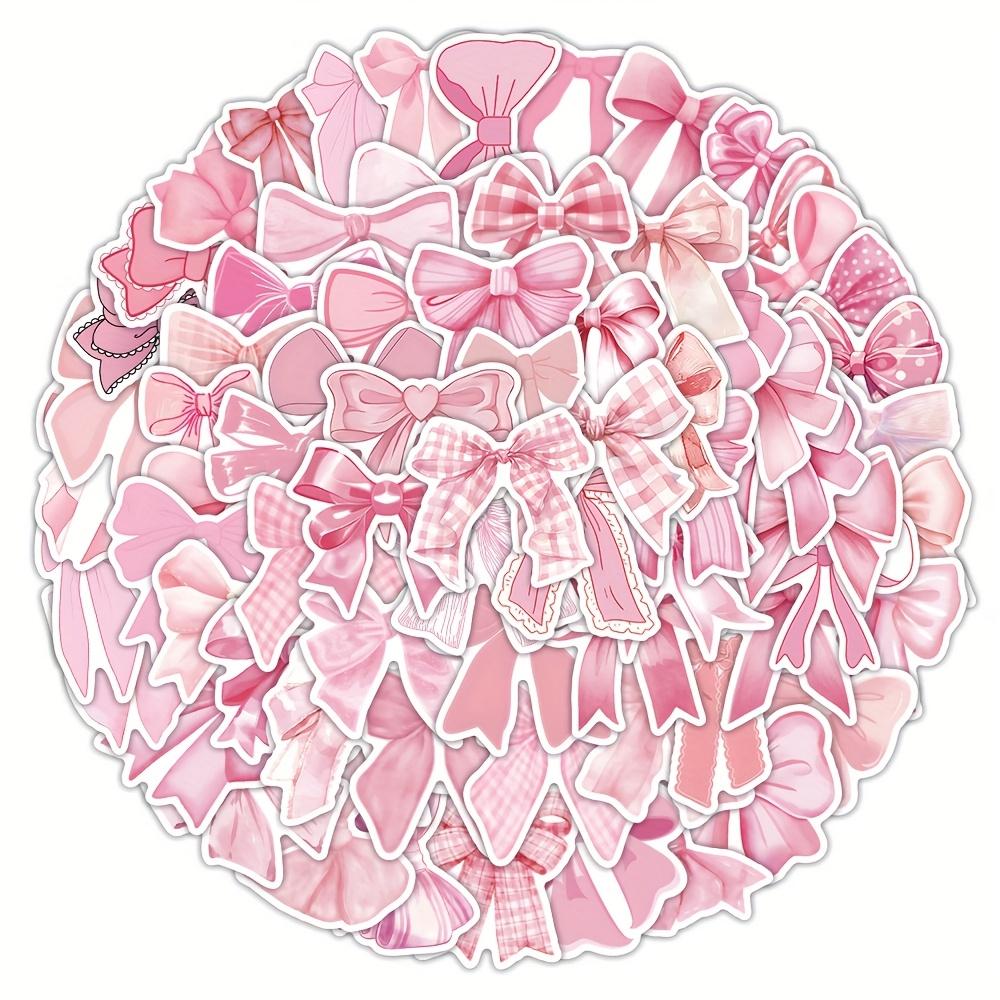103pcs Pink Bow Doodle Stickers, Cute Cartoon Aesthetic Vinyl Stickers for Water Bottles, Laptops, Phones, Skateboards