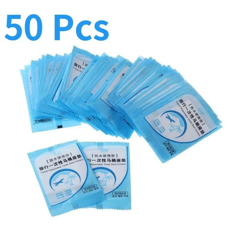 30/50Pcs Disposable Plastic Toilet Seat Cover Waterproof and Non Slip Individually Wrapped, for Travel, Toilet Seat Protectors