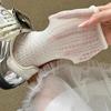 Sweet Hollow Mesh Socks Women Lolita Summer Breathable Thin Rolled Edge Mid-tube Stockings Girls Crew Pleated Socks