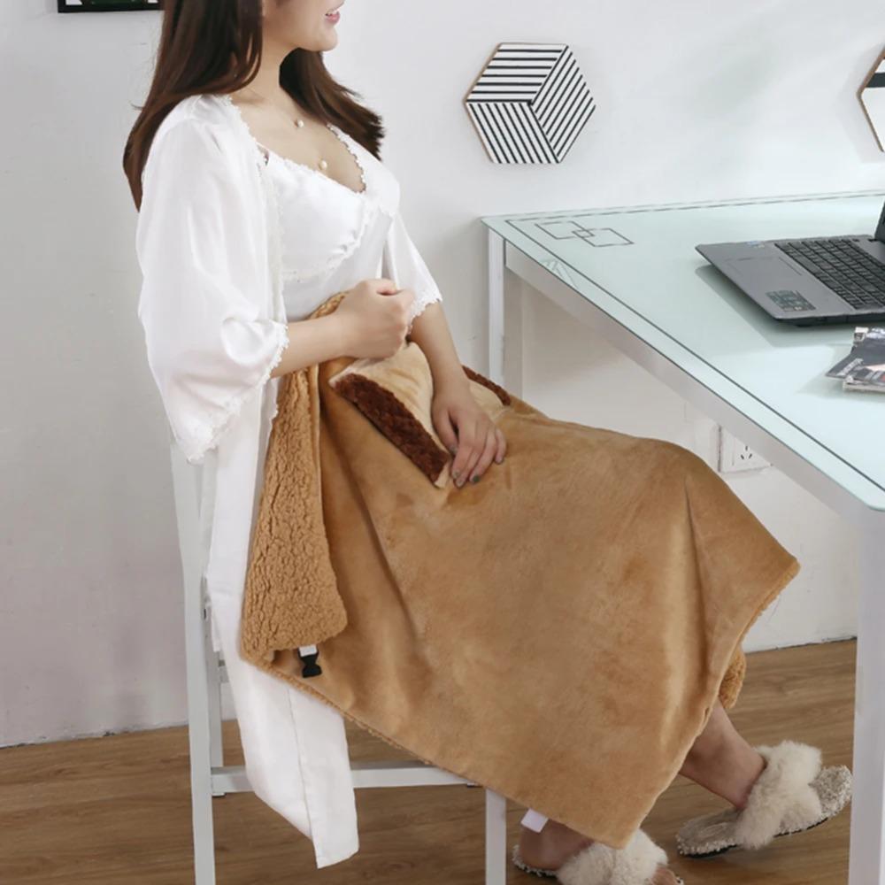 Flannel Electric Heating Blankets USB Charging Knee Blanket Winter Warming Blanket  Desk