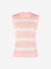 LORDLOAR Striped Leather Sleeveless Knit Pink
