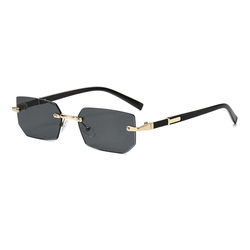 Trendy Rimless Sunglasses for Male Latest Female Stylish Frameless Rectangle Sun Eyeglasses Vintage Shades Traveling Eyewear UV400