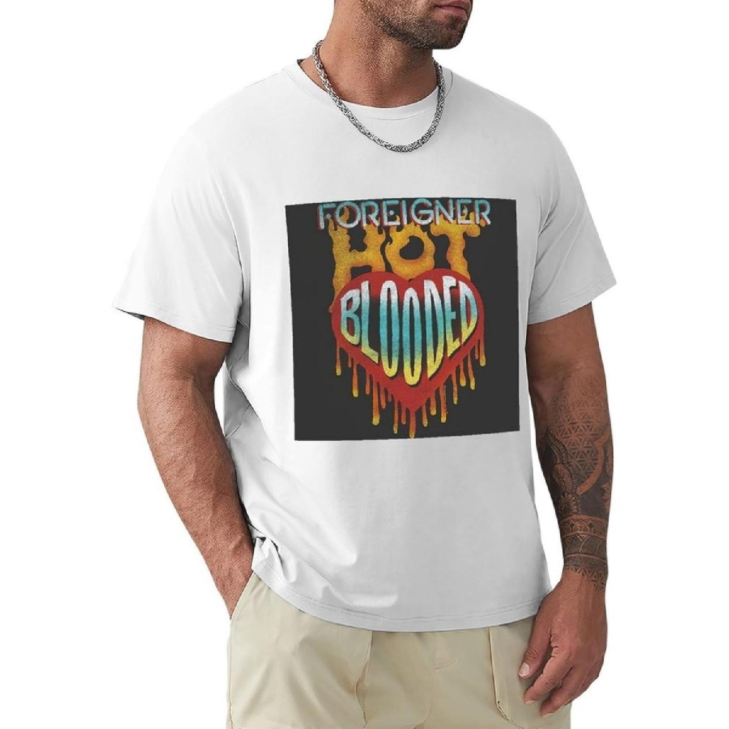 Hokiis Men s T Shirt Foreigner Band Short Sleeve Tee Cotton Novelty T Shirt Undershirts(11) S