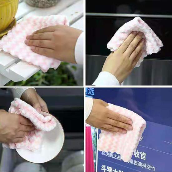 5Pcs Kitchen Cleaning Dish Cloth Superfine Fiber Rag Strong Water Absorption Powerful Decontamination Quick Drying Dish Cloth