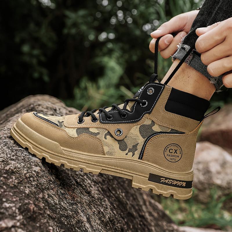 Golden Sapling 40-46 Big Size Outdoor Boots Men's Camouflages Climbing Hiking Shoes Patchwork Short Boot Man Footwear