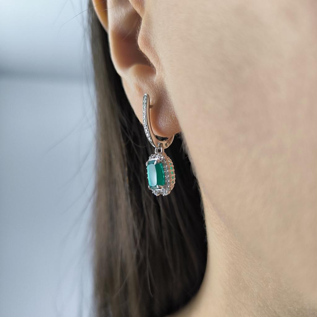 Серебряные серьги с натуральным агатом 3.132ct, фианитами (2208327)