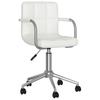 Vidaxl Swivel Dining Chair, White, Upholstered with Faux Leather