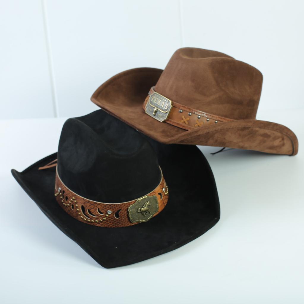 Popolare cappello western da cowboy in camoscio stile europeo e americano per uomo e donna, semplice e alla moda, a tesa larga, cappello jazz