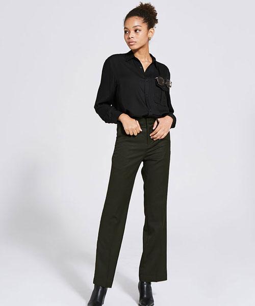 Moseu Wool Setup Semi-Wide Pants_Khaki