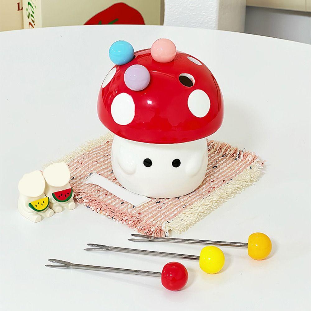 Anti-scald Mushroom Fruit Fork Creative Mushroom Fruit Fork Set  Party Supplies
