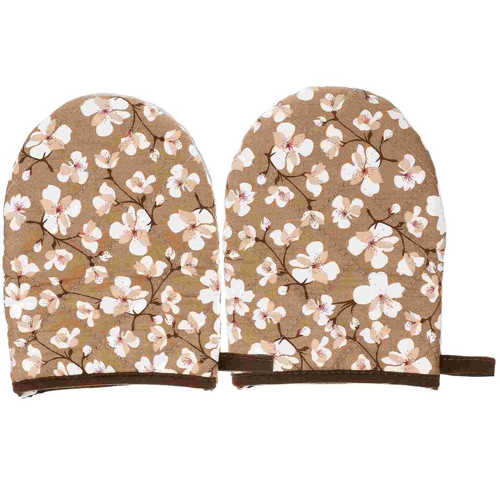2 Stück Backhandschuhe Braun Topflappen Küchenhandschuhe Hitzebeständig Hochtemperaturbeständig Rutschfest Baumwolle Hitzebeständig