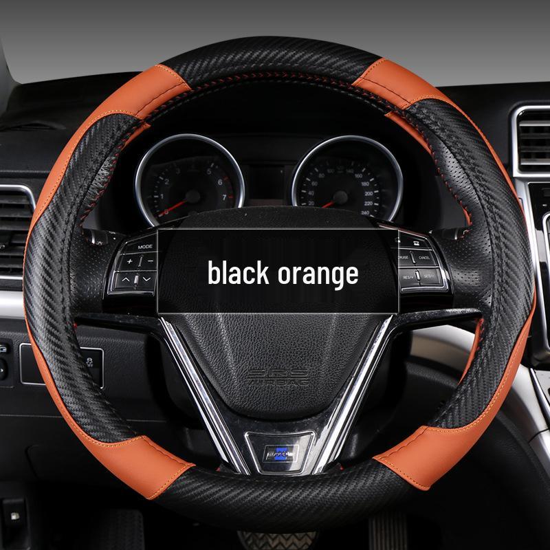 Ultra-Thin Leather Steering Wheel Cover - All-Season, Non-Slip, Sweat-Absorbent