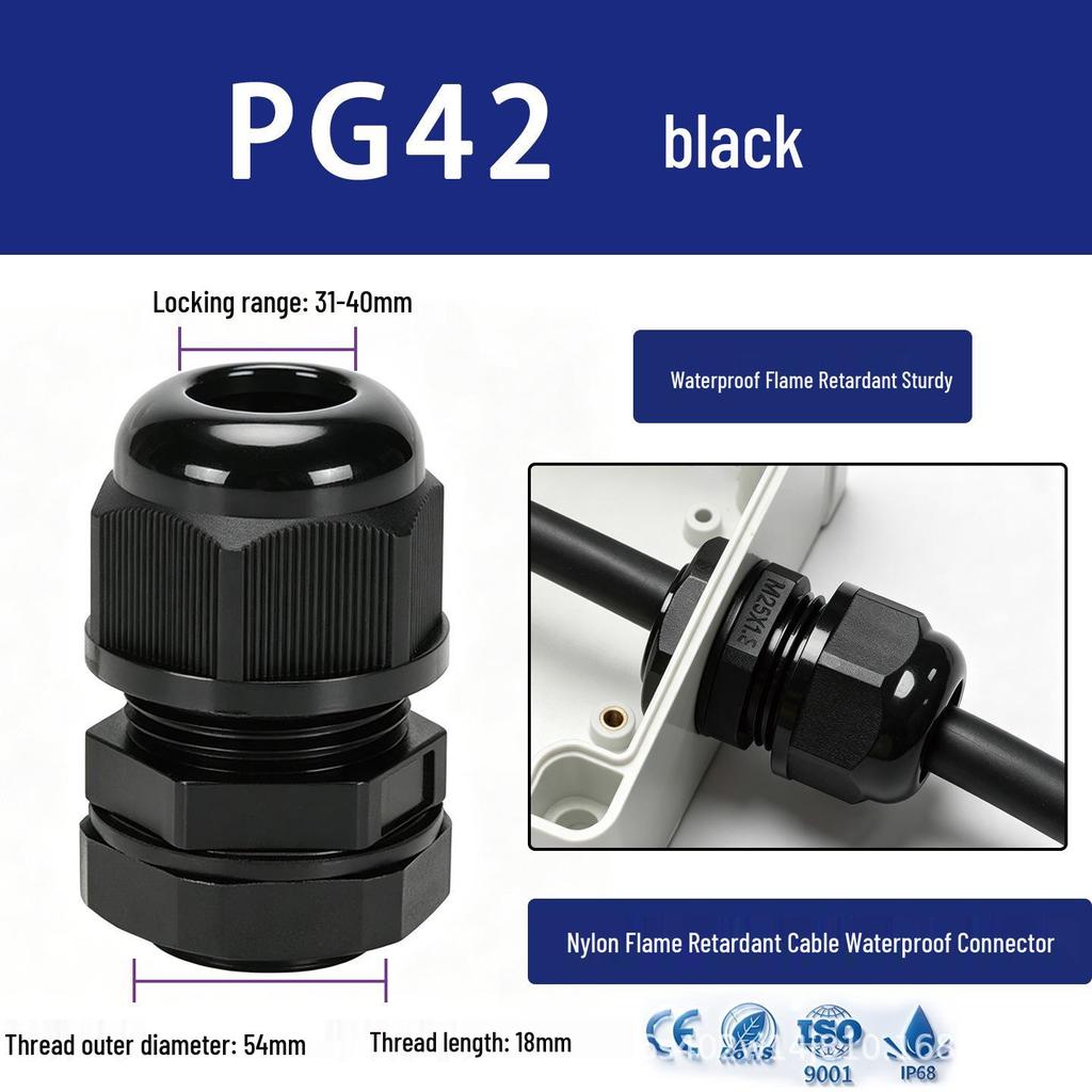 Nylon Waterproof Cable Connector Gland, M/PG Type, Flame Retardant, Sealed Threaded