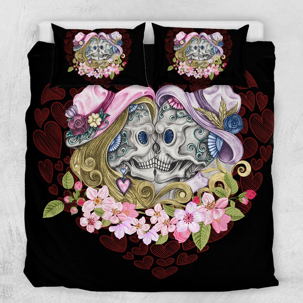 Bedclothes Nightmare Before Christmas Duver Cover Pillowcases Bedding Couples Flower Skull Comforter Bedding Sets Queen