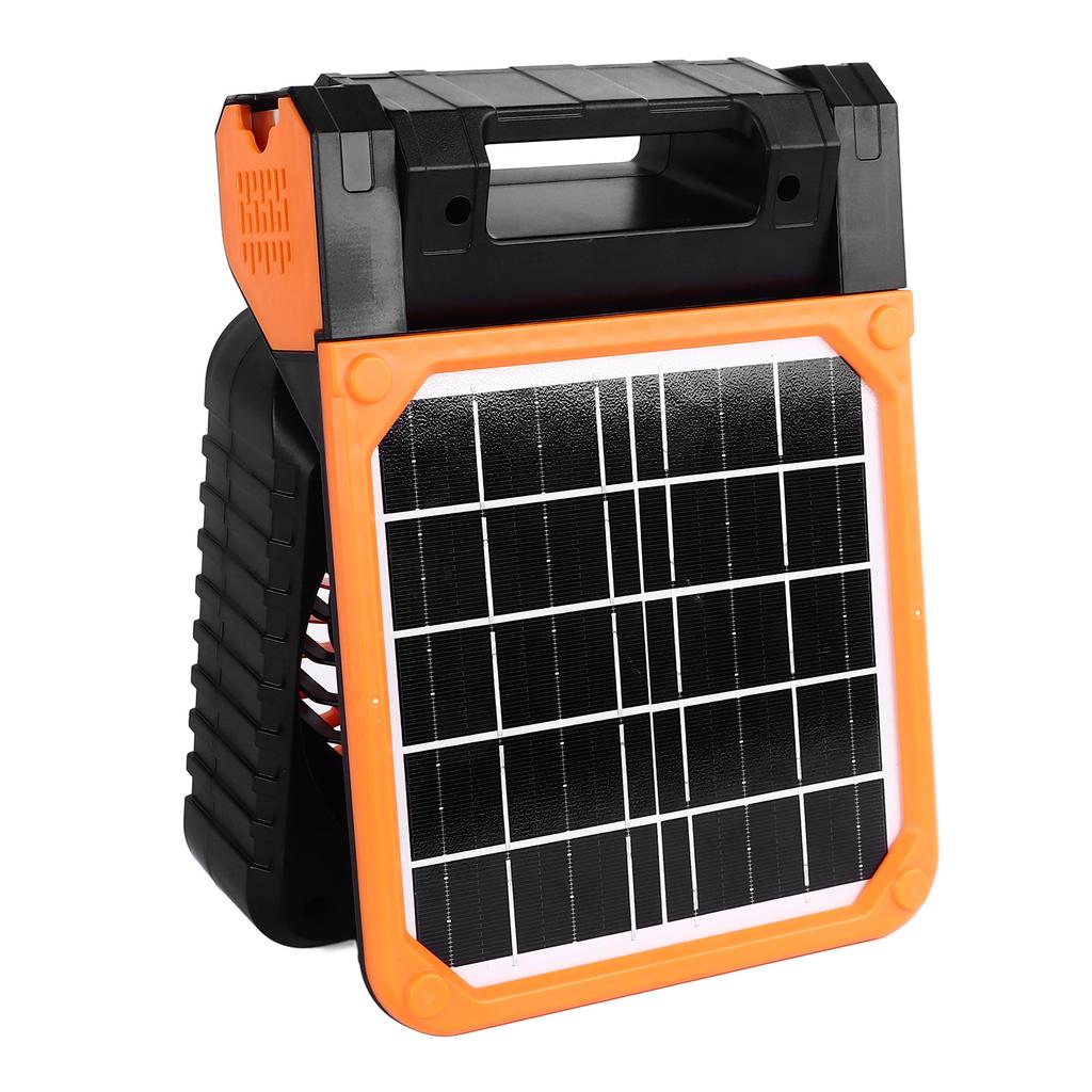 Solar Fan 5200MAH Type C Charging 4 Speed   Brushless Motor 4.5mCelsiuss Low Noise LED Timer Solar Camping Fan for Fishing Outdoor Activities