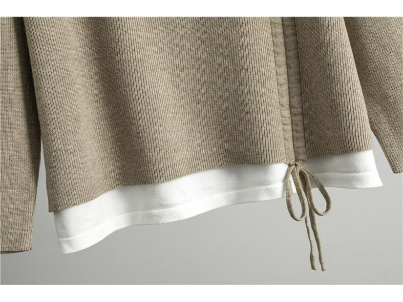 Women's Trendy Two-Piece Set: Drawstring Fake Two-Piece Sweater & Wide-Leg Pants - Long-Sleeved Knitwear for Spring & Autumn