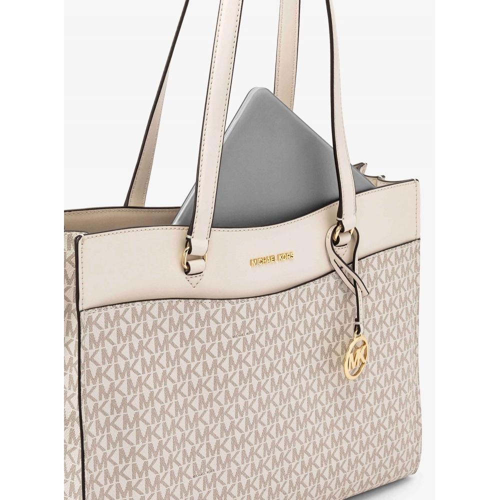 Michael Kors Jet Set Travel Pocket Tote Large 35f4gtvt9b2605 Light Cream Multi