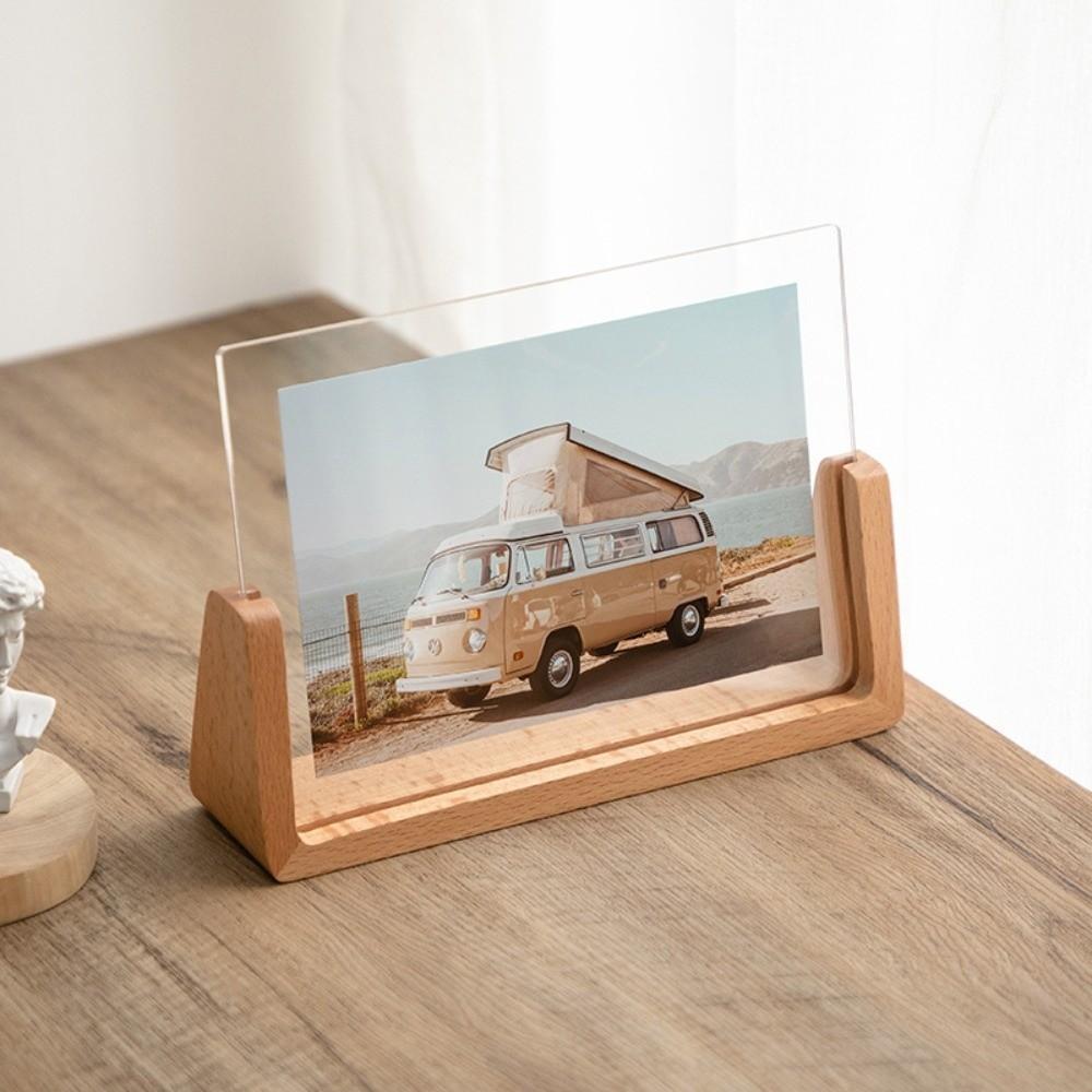 U Shape Desktop Picture Frame Wooden Photo Display Rack New Photo Holder  Wedding Use
