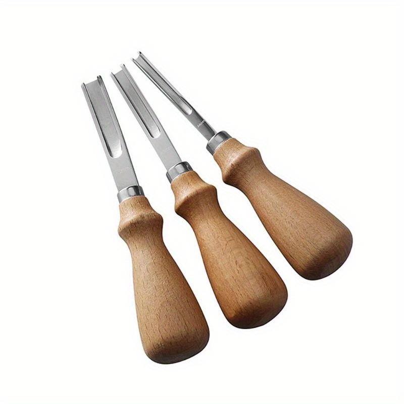 3 size A4mm A6mm A8mm Practical Leather Craft Edge Beveler Skiving Beveling Knife DIY Cutting Hand Craft Tool with Wood Handle
