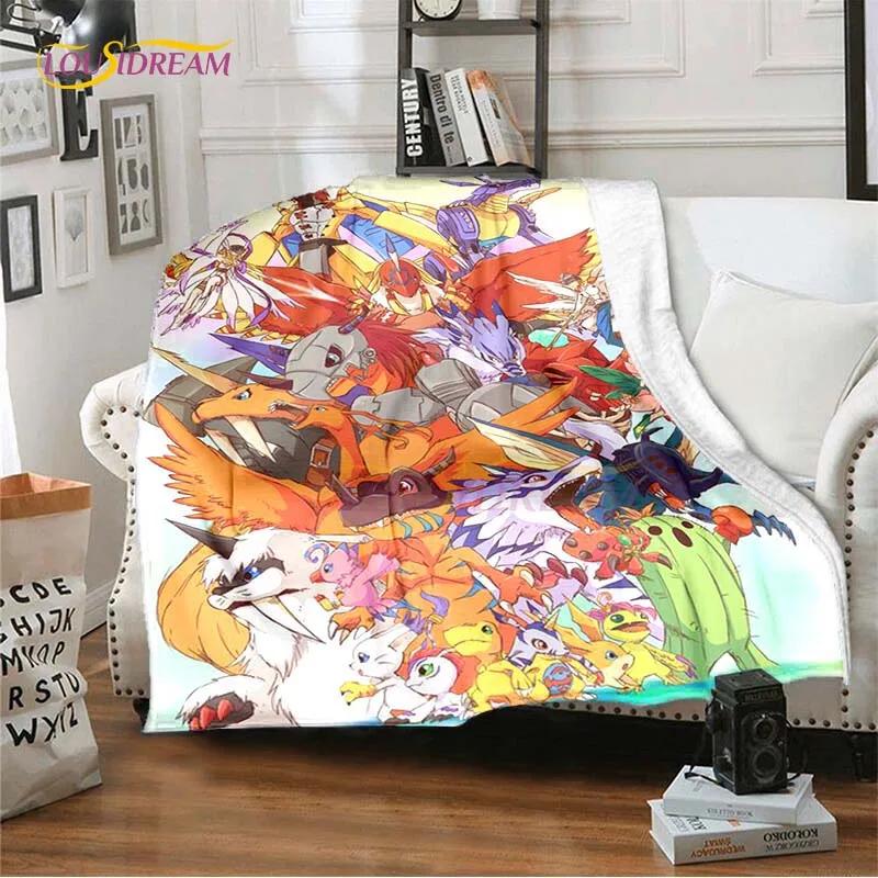 New Cartoon Digimon Blankets for Beds Anime Blanket Queen Size Soft Bed Sheet Rome Decor Winter Bedding Cover Kids Gift Picnic