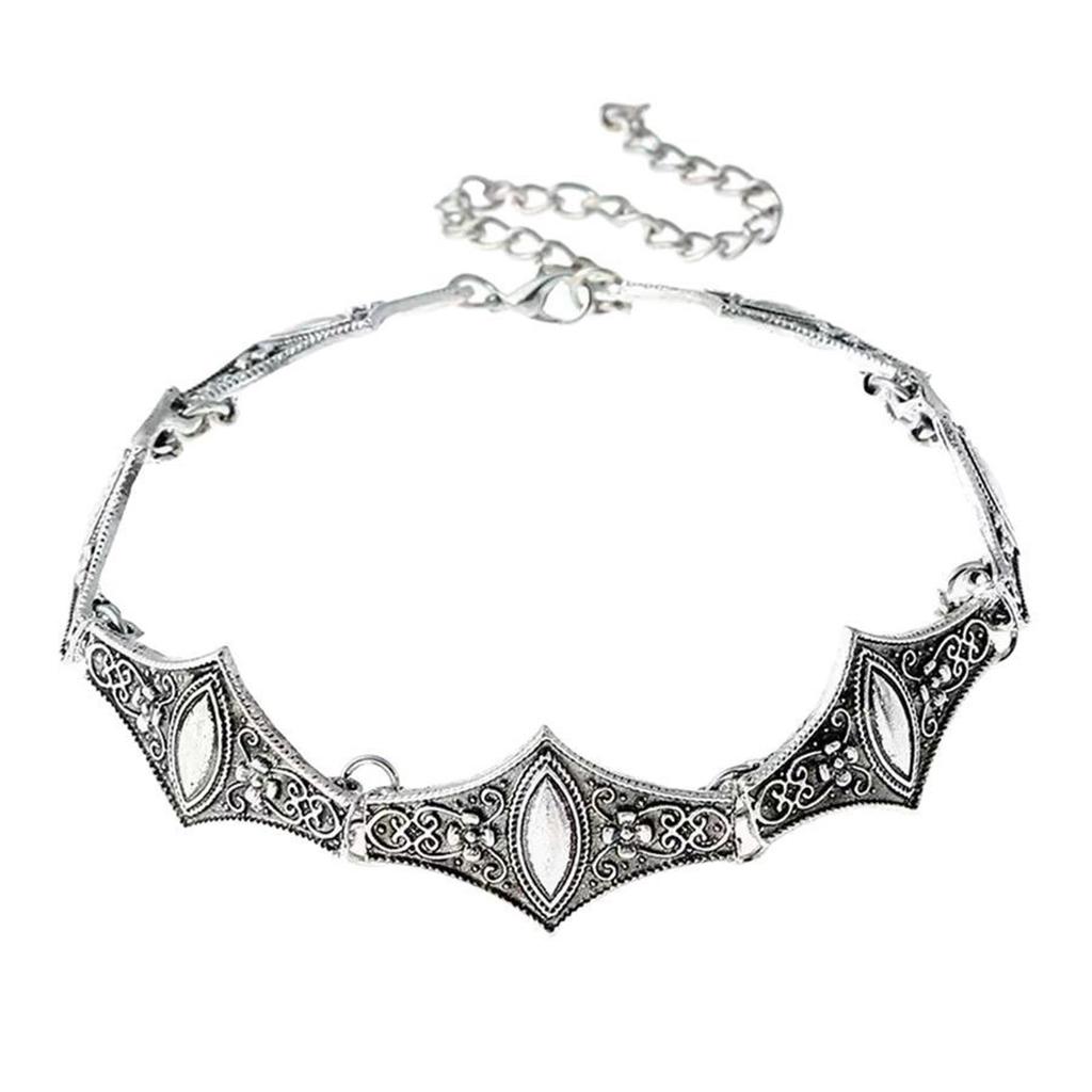 Handgefertigte Vintage Böhmische Kurzkette mit Antik-Finish, Verstellbare Länge, Halskette für Lagenlooks