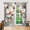 Set Of 2 Versatile Polyester Transparent Curtains Home Decoration Magnolia Pattern Use Bedrooms Living Rooms Curtain Ideal For Sitting Room