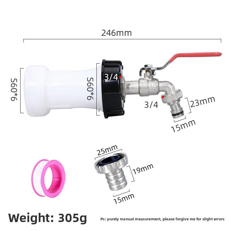 1 Stück Robuster IBC-Tankhahn-Adapter S60*6 Grobgewinde auf 1/2'' 3/4'' Anschluss Ersatzventil Garten Haus Ventilanschluss Wasserhahn