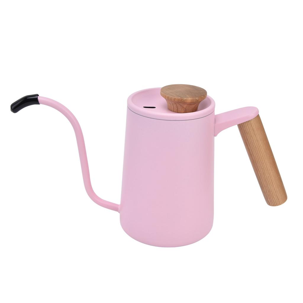Edelstahlgriff Tropfkaffeekanne Schwanenhalsausguss Tropfkessel Kaffee Teekanne Pink600ml