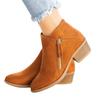 Women's Shoes, Women's Boots, Suede, Round Toe, Side Zipper, Thick Heel, Leather Boots, Women's Short Boots