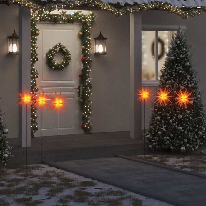 VidaXL Lumières de Noël avec Piquets LED Pliables 3 pcs, Éclairages d'Étoile de Noël, Décorations Lumineuses de Noël 356199