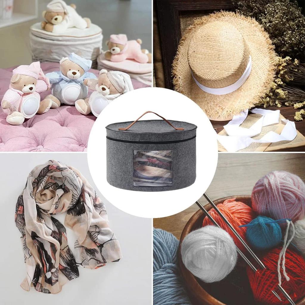 Hat Storage Bag for Travel Large Capacity Round Foldable Felt Dust-Proof Organizers Multifunctional Clothes Sundries Storage Box