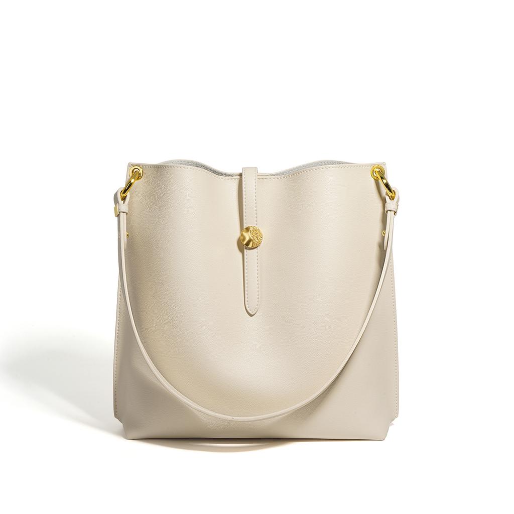 Leather Bucket Bag Women's New Fashion Versatile Large-capacity Commuter Bag Niche Single Shoulder Messenger Tote Bag