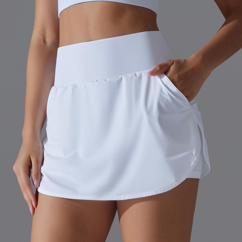 Women Yoga Short Skirts With Porkets Elastic Slim High Waist Sports Skirts Black Summer Hot Girl Skirts