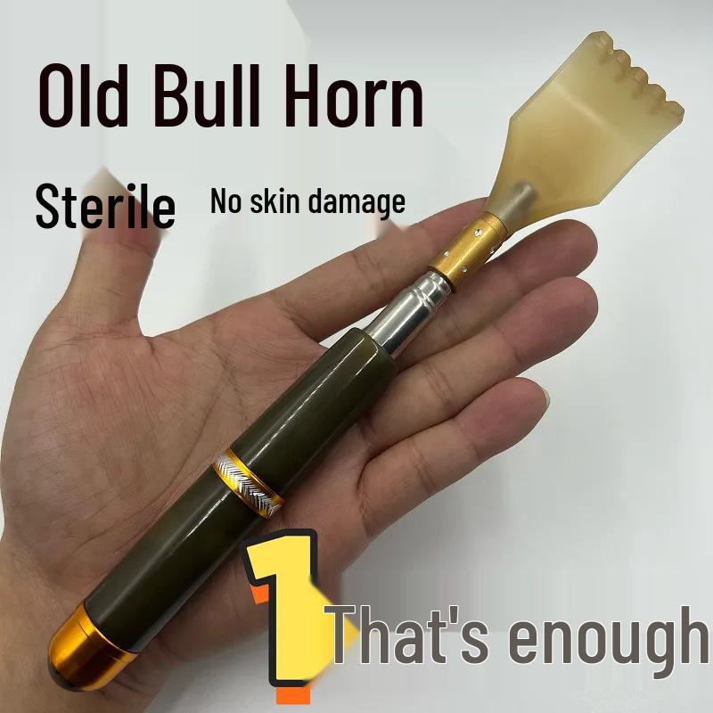 Telescopic Natural Ox Horn Back Scratcher – Whole Body Reliefe, Elderly's Joy