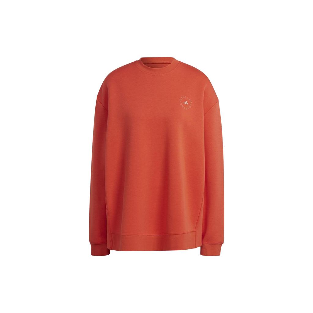 Adidas Solid Color Loose Fit Crew Neck Long Sleeve Sweatshirt Women Tops Orange-Red HR2199