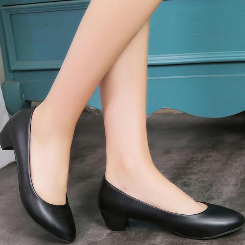 Women's High Heels Fashion Shallow Mouth Professional Work Shoes High Quality Leather High Heels Single Shoes Women Dress Pumps