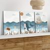 3PC, Ocean Themed Canvas Decorative Painting, Children's Room Cartoon Animal Hanging Painting, Cute Sea Turtle Unicorn Whale Ill