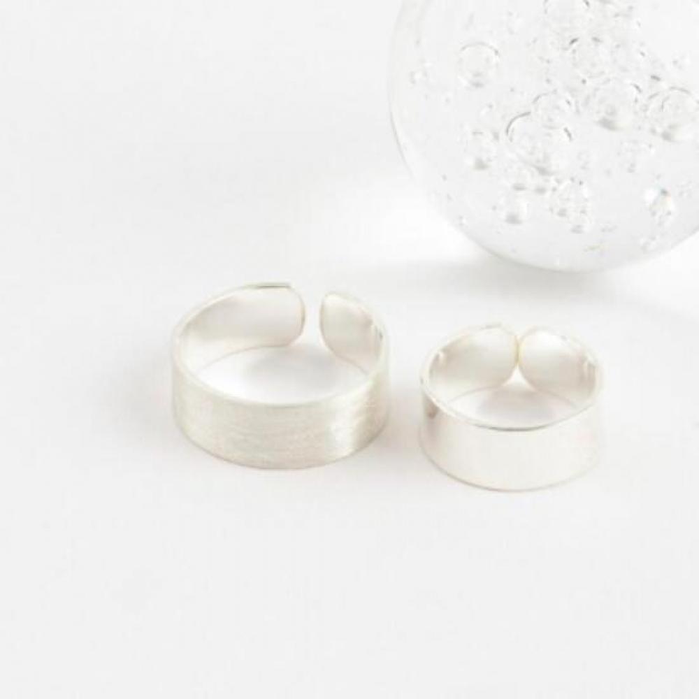 New Arrivals Open Run Matte Couple Ring Silver Bold Ring
