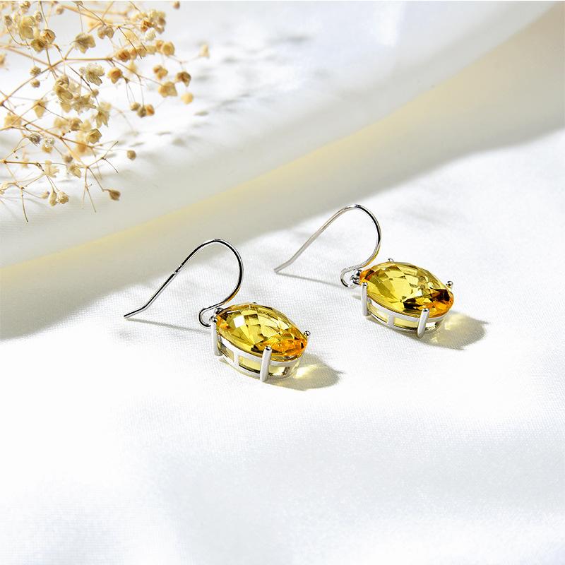 Ensemble de bijoux en argent S925 incrusté de pierres précieuses, tempérament Simple pour dames, boucles d'oreilles en cristal de couleur, bague, collier, bijoux