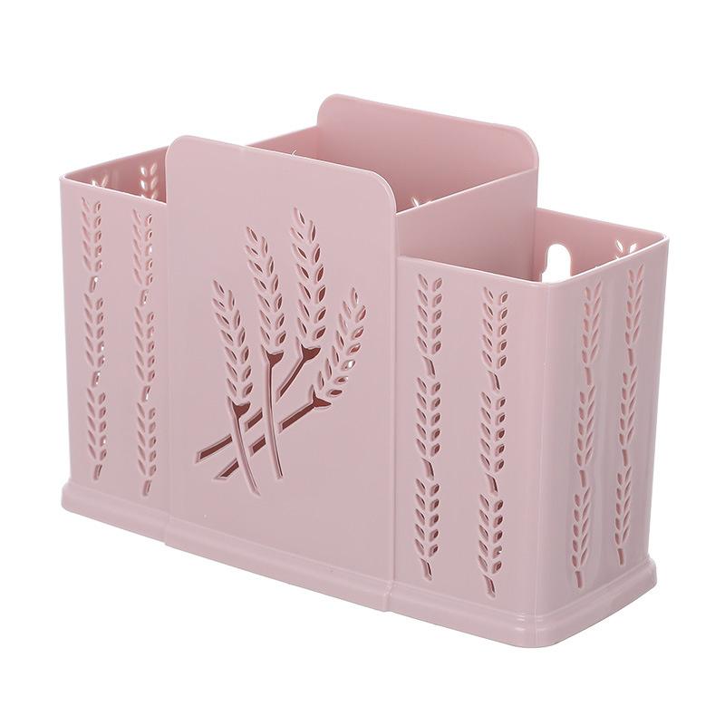 Household Punch-free Chopsticks Cage Plastic Compartment Wall-mounted Tableware Drain Rack Hollow Spoon Holder Kitchen Tools