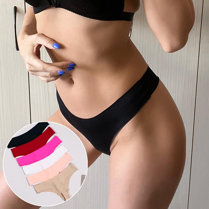 Damen Slips aus Eisseide mit niedriger Taille, Tanga, Unterwäsche, nahtlose Höschen