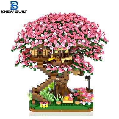 Non-Toxic Knew Built Mini Sakura Tree House Building Blocks City Street View Cherry Blossom Model Build Brick Assemble Toys Children Gift