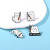Cute Cartoon White Cat Small Knife Dagger Enamel Brooch Creative Animal Lapel Pin Badge Backpack Clothing Hat Accessories