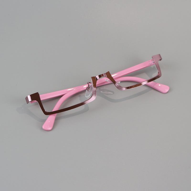Anime Lower Half Frame Glasses Women Anime Decorative Glasses Ins Trend Metal Rectangular Eyeglasses Decoration