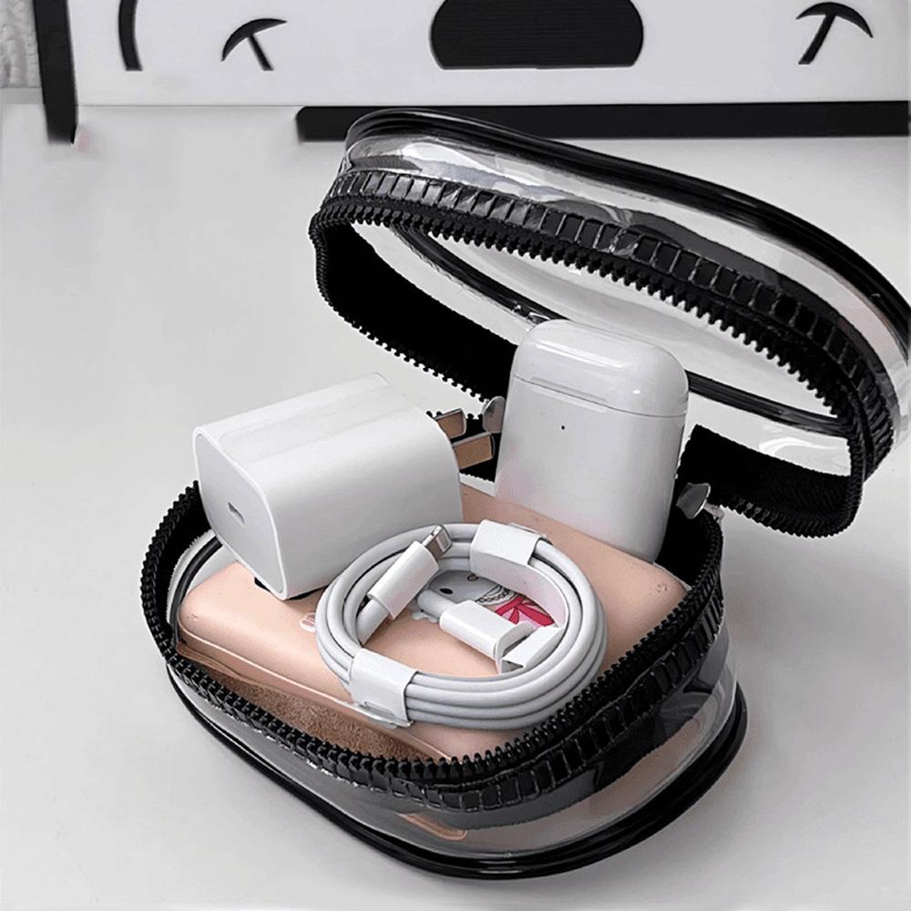 Transparent Storage Box Jewelry Organizer Data Cable Protective Cover Portable Doll Toy Pouch Keychain Bag Zipper Coin Purse