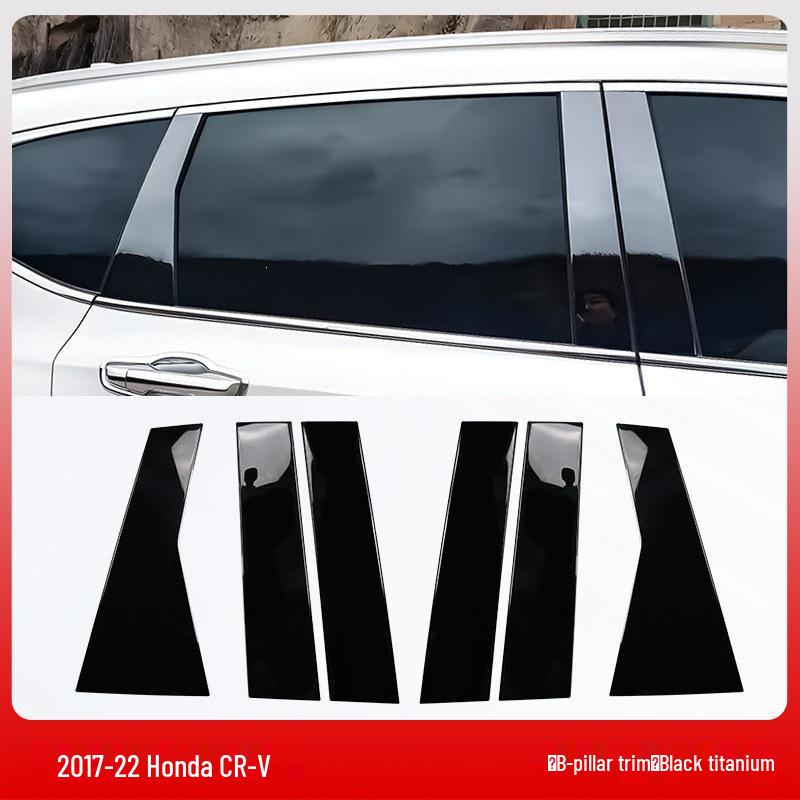 Honda CRV Haoying B-Pillar Door Trim: Black Chrome Strips