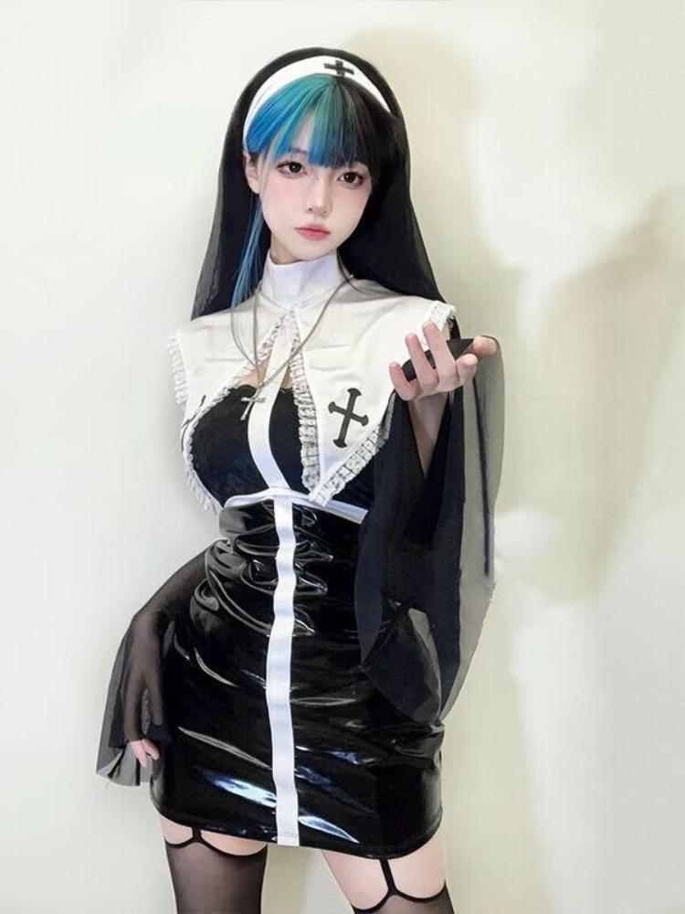 Ladies Latex Dress Set Sexy Lingerie Women Underwear PU Leather Short Dress for Sex Clothing Porn Bodysuit Women Erotic Lingerie