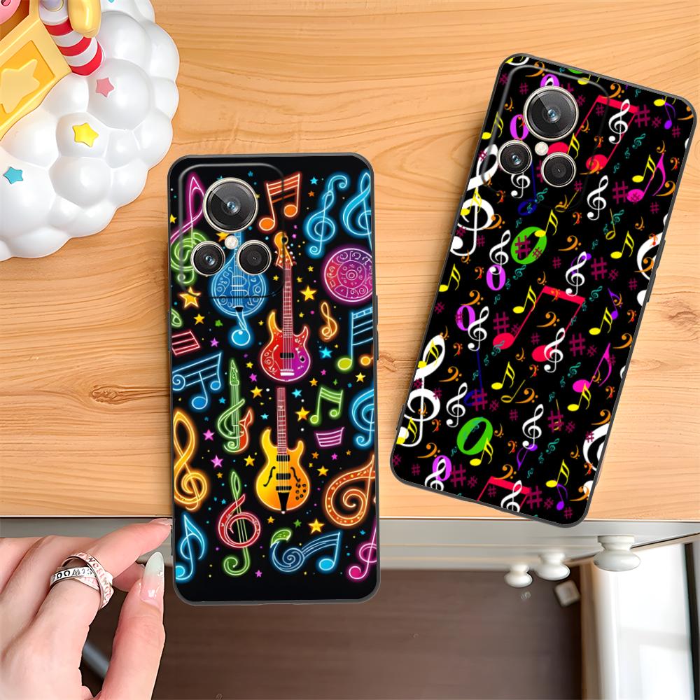 Musical Note Staff Mobile Phone Case for Realme 15 14 13 12 11 10 9 Pro Plus T I Lite 5G Colorful Printing Cover Cover Luxury