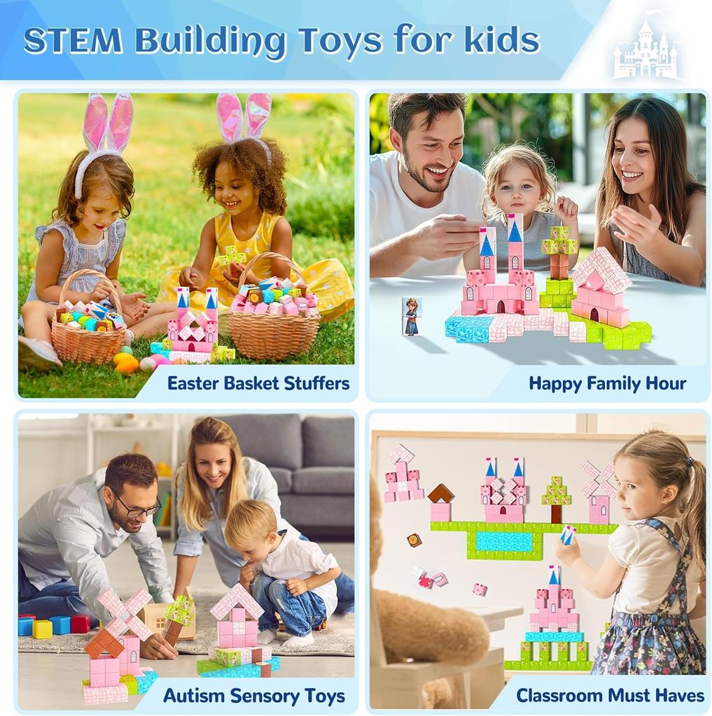 Magnetic Blocks Princess Castle World Creative Magnetic Building Blocks Stem Preschool Learning Sensory Toys Birthday Gift